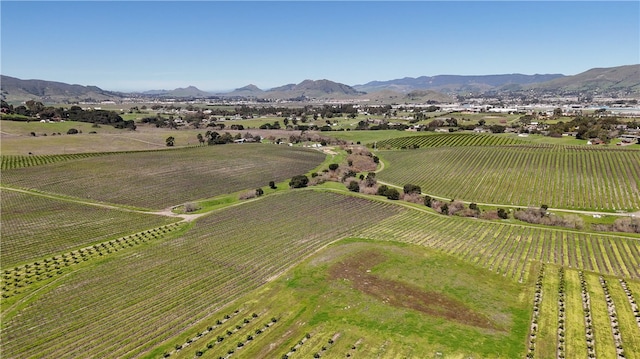 drone / aerial view with a rural view and a mountain view