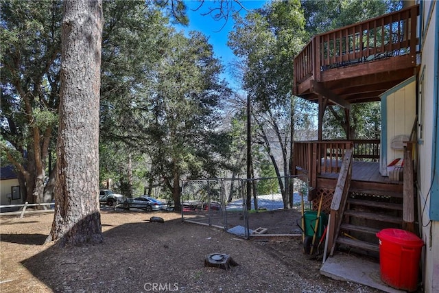 view of yard with a deck