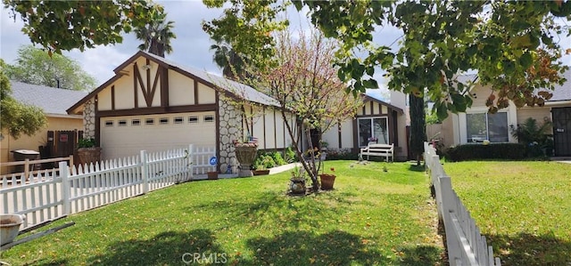 view of front facade with a front lawn and a garage