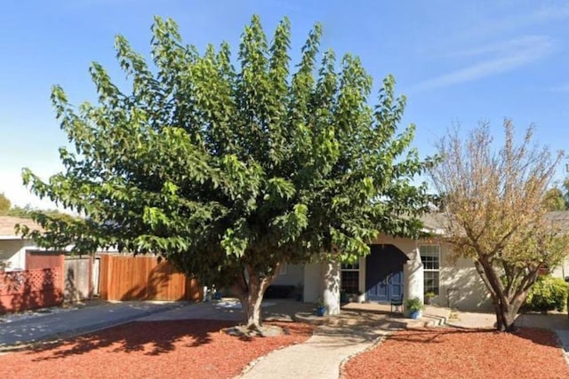 view of property hidden behind natural elements