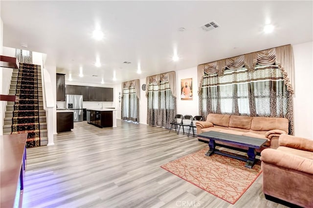 living room featuring light hardwood / wood-style flooring