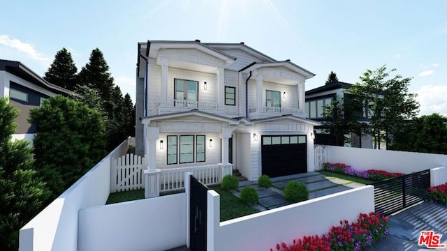 view of front of home featuring a garage and covered porch