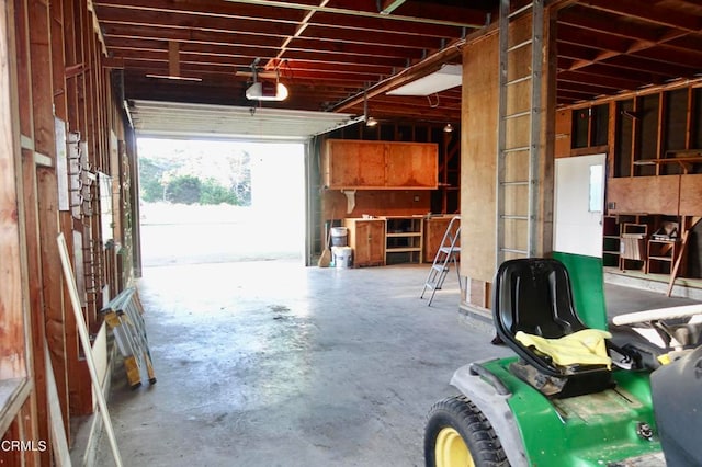 garage with a garage door opener