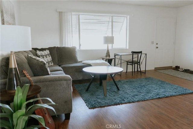 living area with wood finished floors