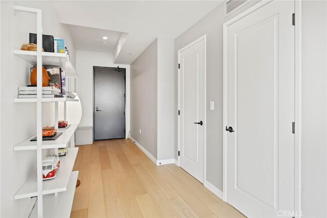 hall featuring light hardwood / wood-style flooring