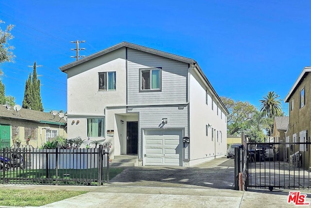 view of property featuring a garage