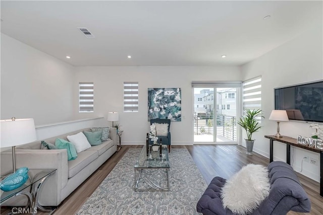 living room featuring hardwood / wood-style floors