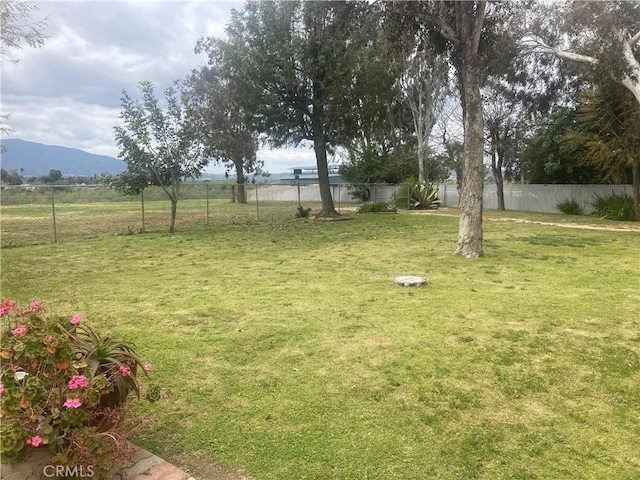 view of yard with a mountain view