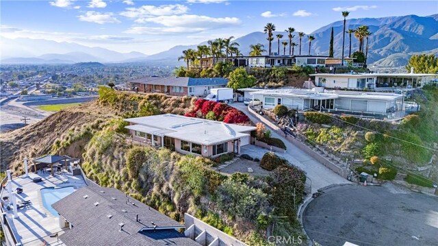 drone / aerial view with a mountain view