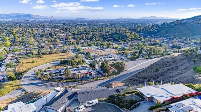 aerial view with a mountain view