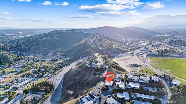 aerial view with a mountain view