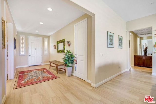 foyer featuring light wood-type flooring