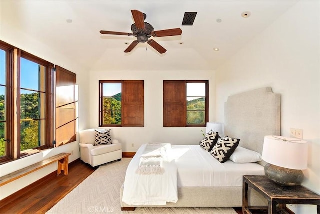 2835 Hermitage Rd, Ojai, CA 93023 - bedroom with visible vents, multiple windows, and wood finished floors