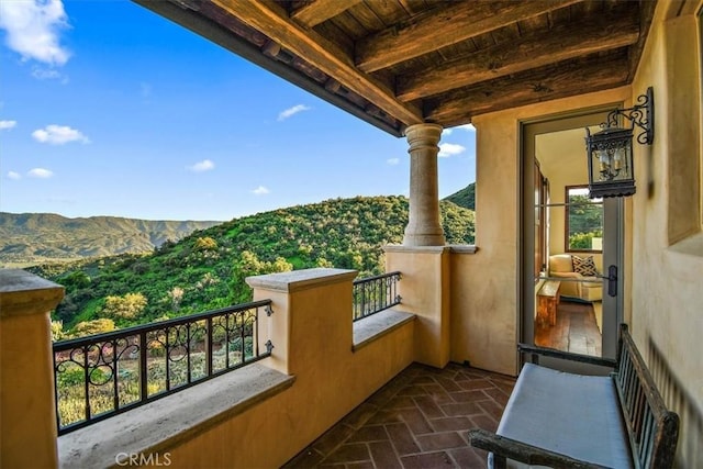 balcony with a mountain view