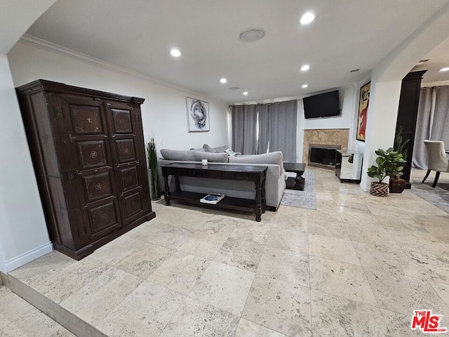 bedroom featuring ornamental molding