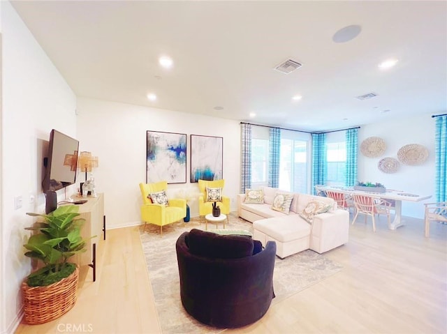 living room featuring light hardwood / wood-style floors