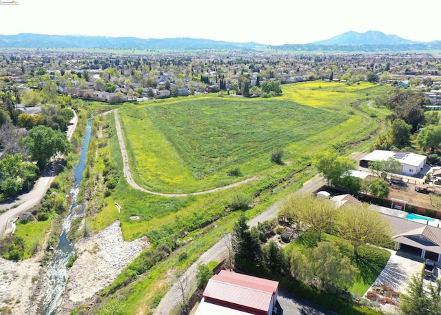 aerial view with a mountain view