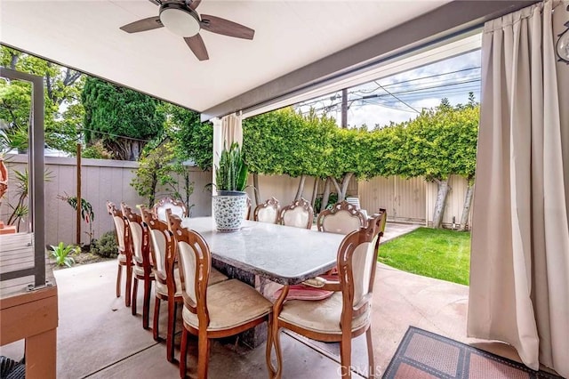 view of patio with ceiling fan