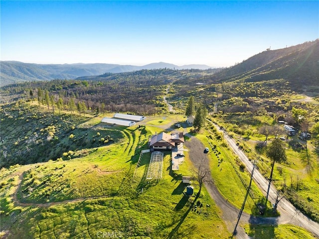 bird's eye view featuring a mountain view