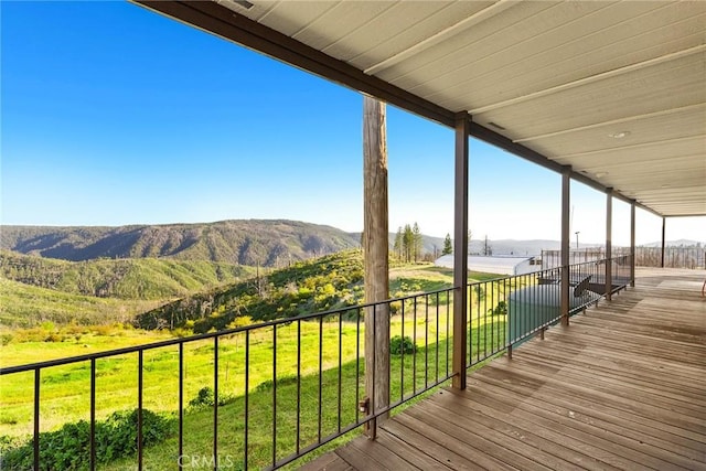 deck featuring a mountain view