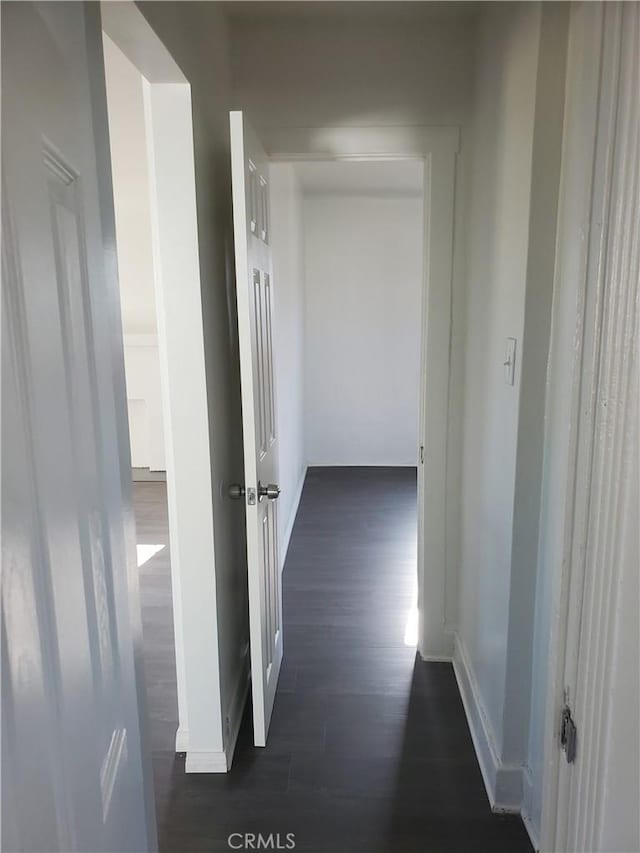 corridor featuring dark hardwood / wood-style flooring