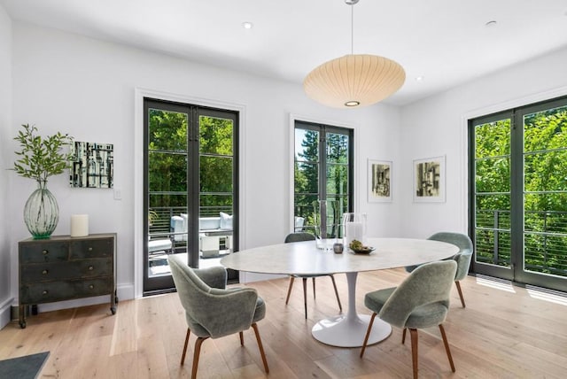 dining room featuring light hardwood / wood-style floors