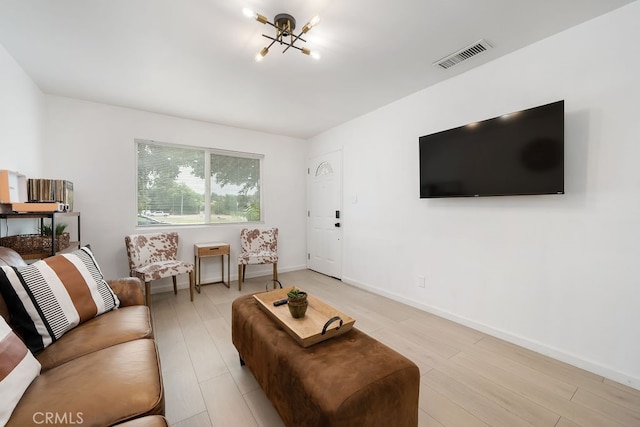 living room featuring light wood-type flooring