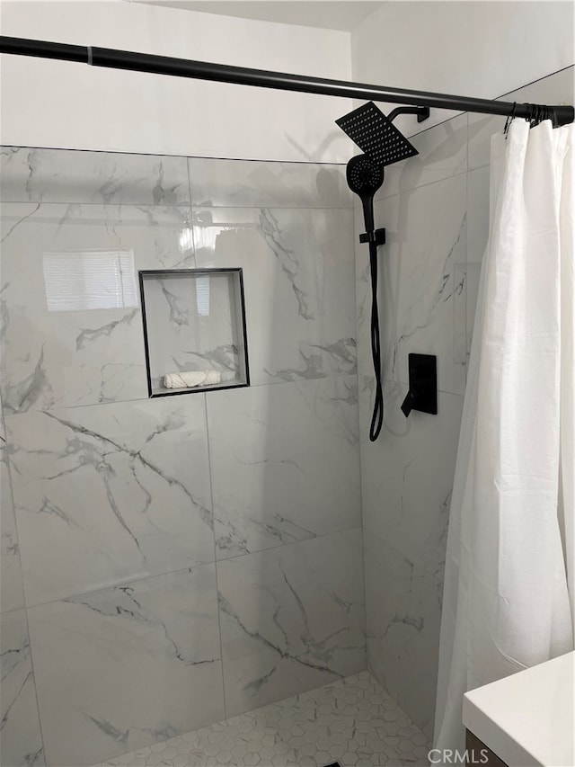 bathroom featuring walk in shower