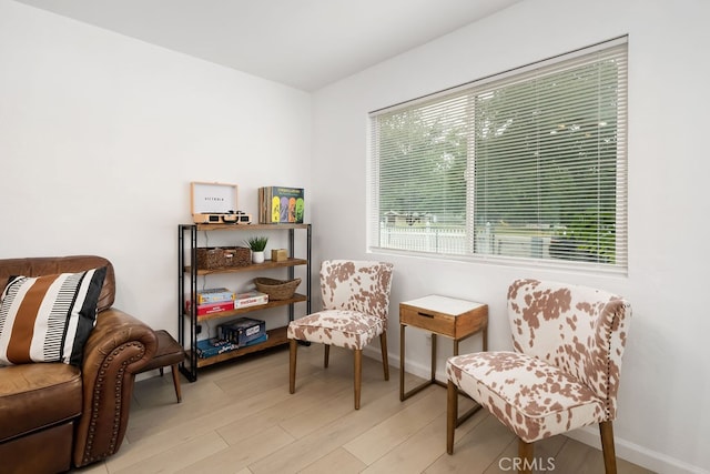 sitting room featuring light wood-type flooring