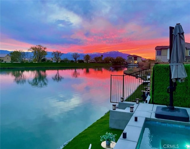 view of water feature with a mountain view