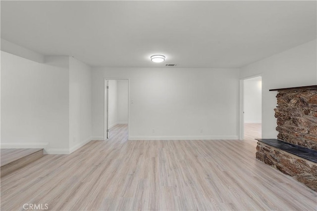 unfurnished living room with light hardwood / wood-style floors