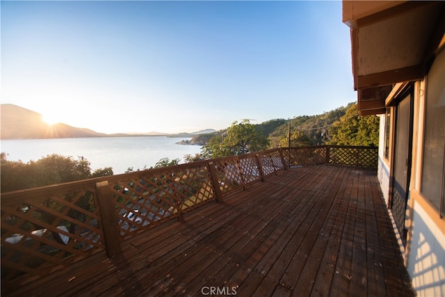 deck with a water view