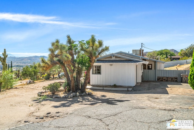 exterior space with a mountain view