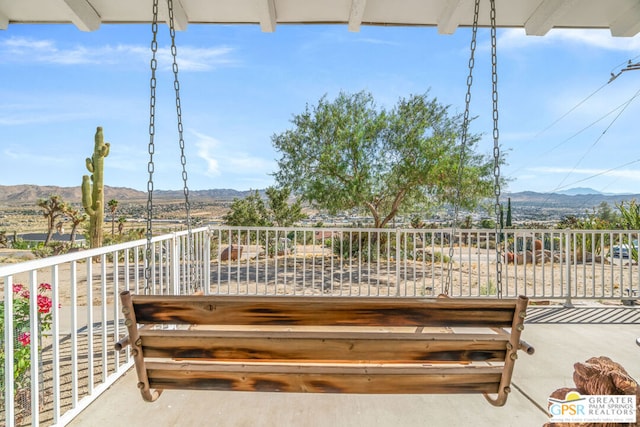 deck featuring a mountain view