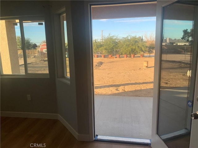 doorway to outside with dark hardwood / wood-style flooring