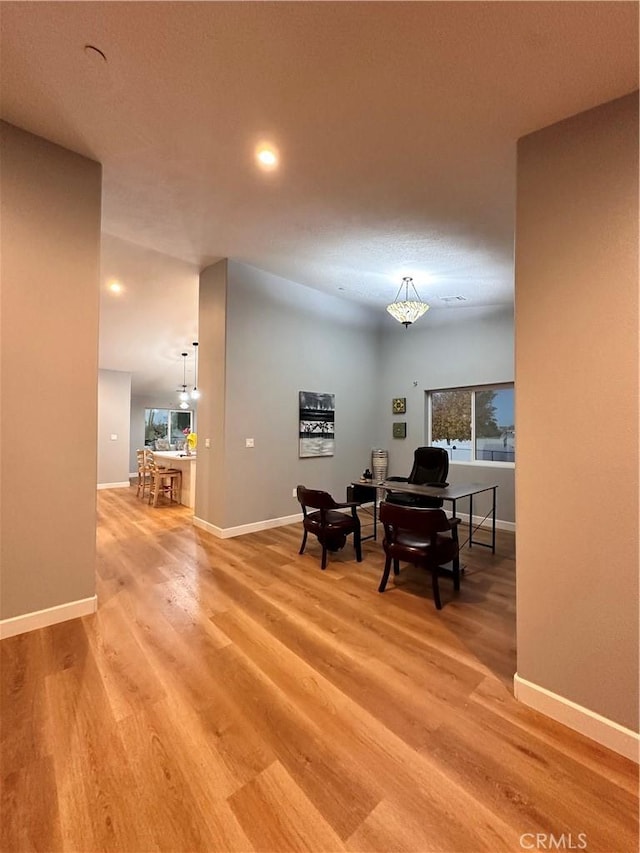 interior space with hardwood / wood-style flooring