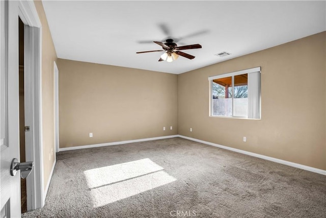 interior space with ceiling fan