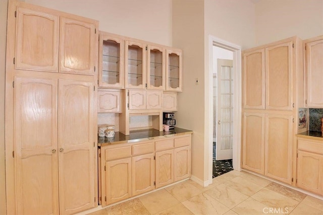 kitchen with light brown cabinets