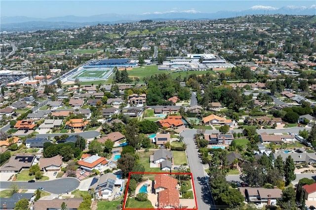 aerial view featuring a mountain view