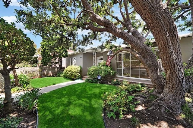 view of yard featuring glass enclosure