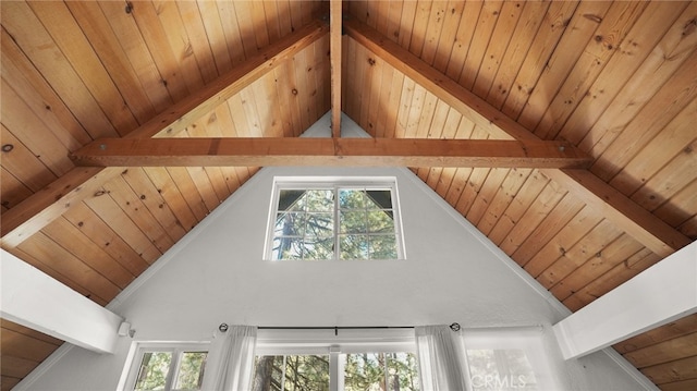 interior details featuring beam ceiling and wooden ceiling