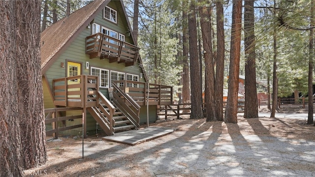 exterior space featuring a wooden deck