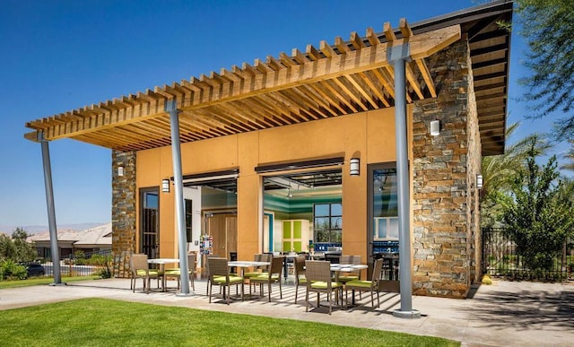 view of patio / terrace featuring a pergola