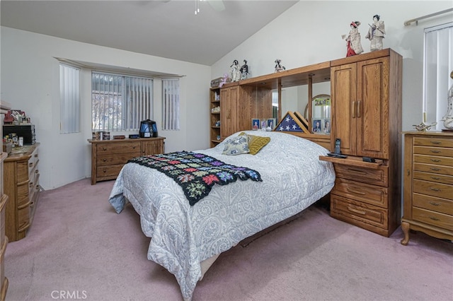14329 Stone Creek Trl, Hesperia, CA 92344 - carpeted bedroom featuring vaulted ceiling and ceiling fan