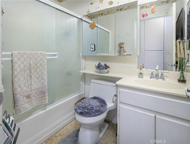 14329 Stone Creek Trl, Hesperia, CA 92344 - full bathroom featuring shower / bath combination with glass door, tile floors, toilet, and large vanity