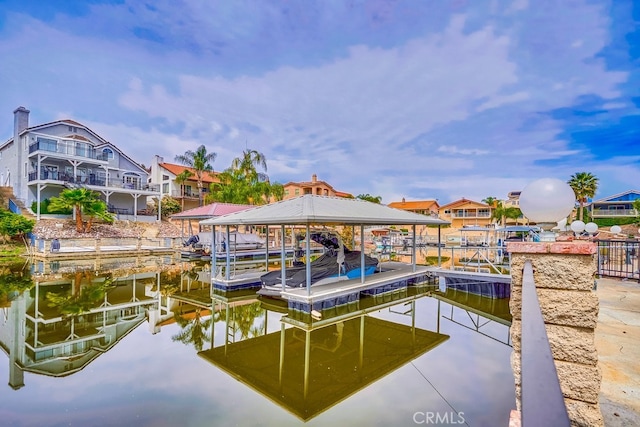 dock area featuring a water view