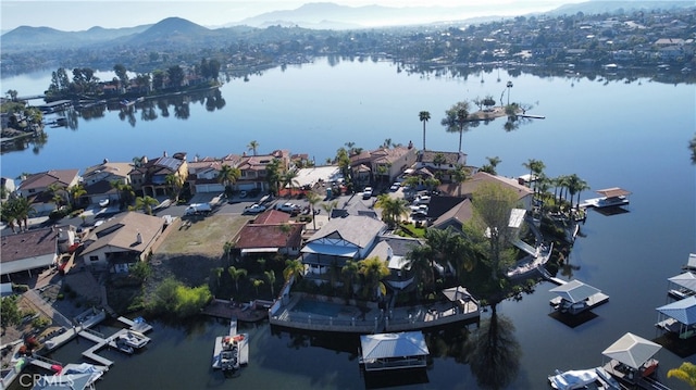 aerial view with a water and mountain view