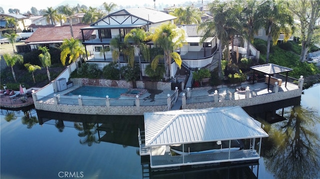 dock area featuring a water view