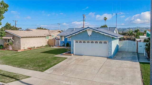 single story home featuring a front yard