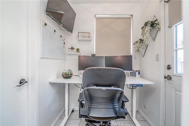 home office featuring light tile patterned floors